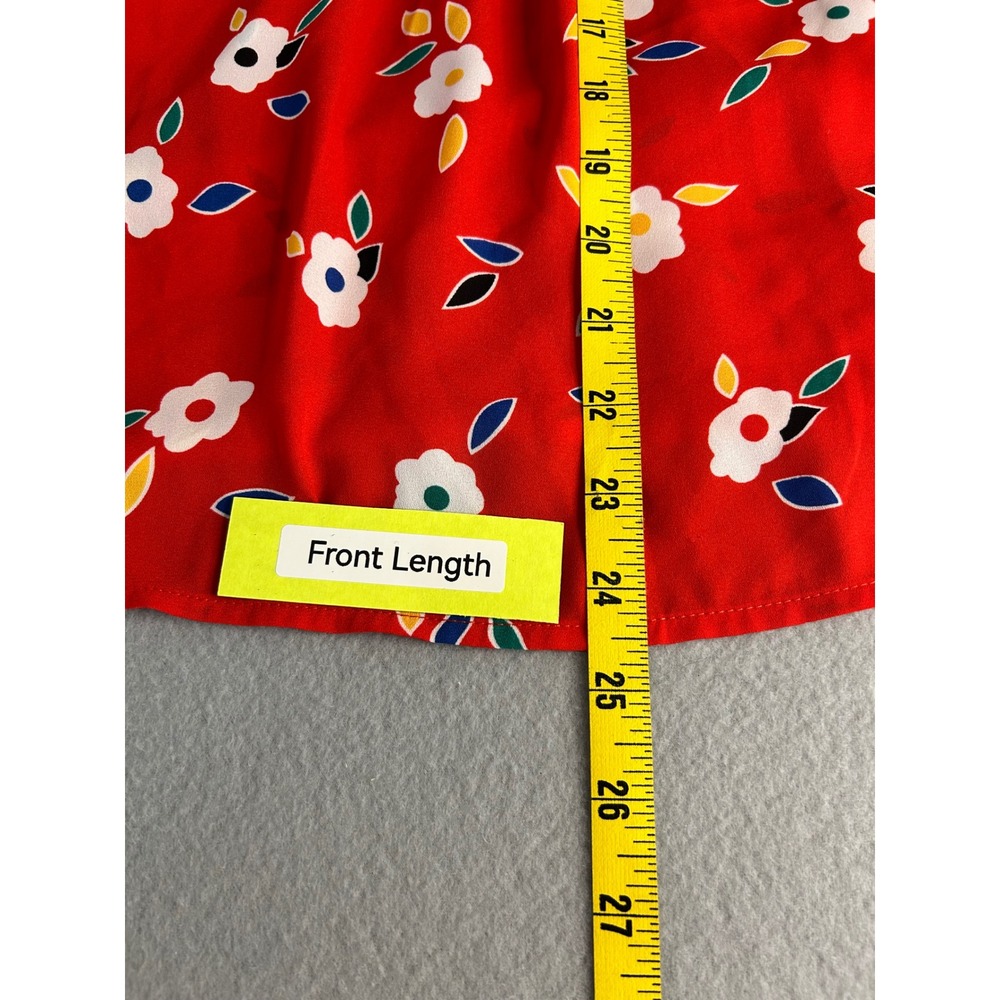 Cabi 5734 The Catch Top Red Large Floral Tie Neck Sleeveless Blouse Summer - Picture 6 of 6
